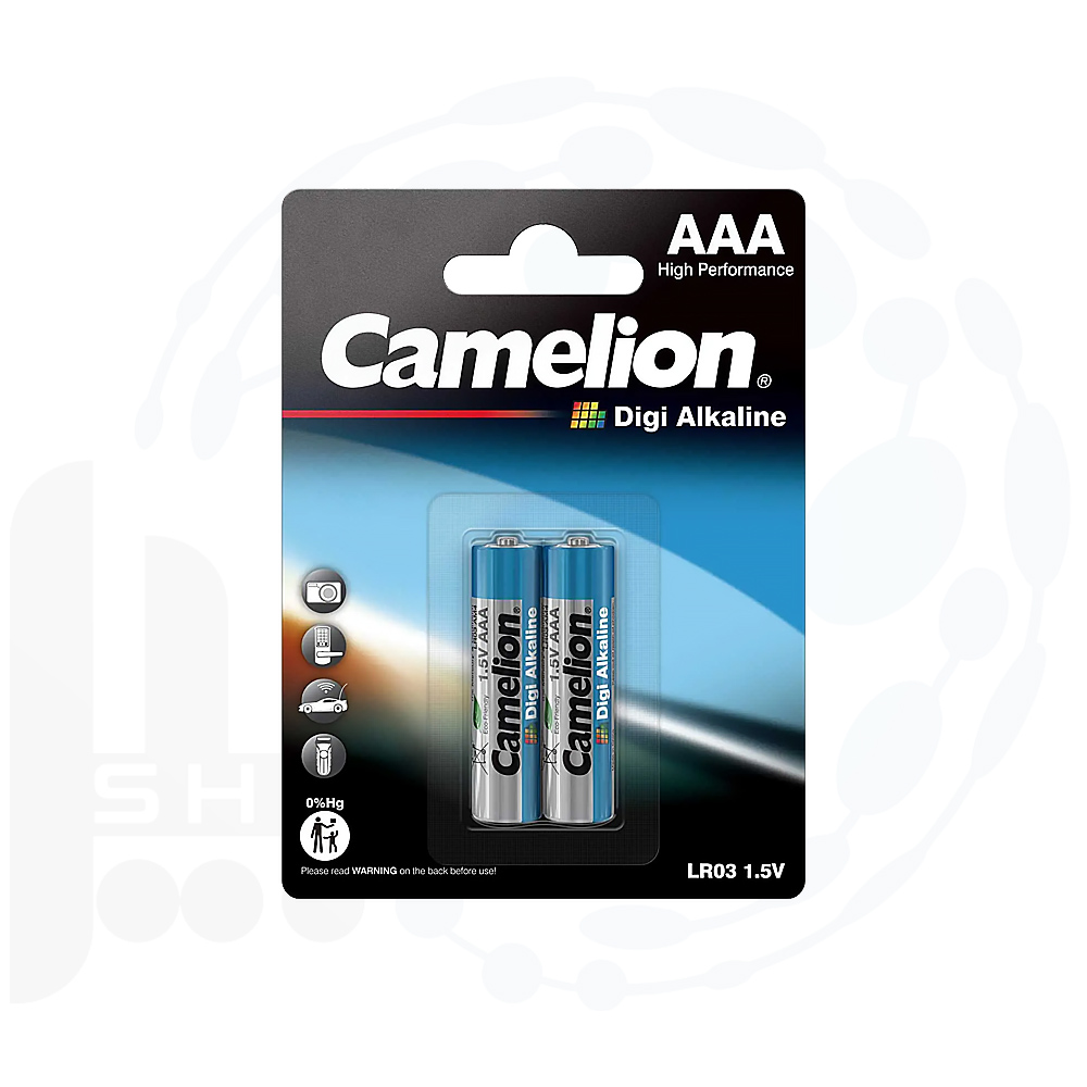 باتری نیم قلمی دیجی آلکالاین 2تایی Camelion مدل LR03-BP2DG